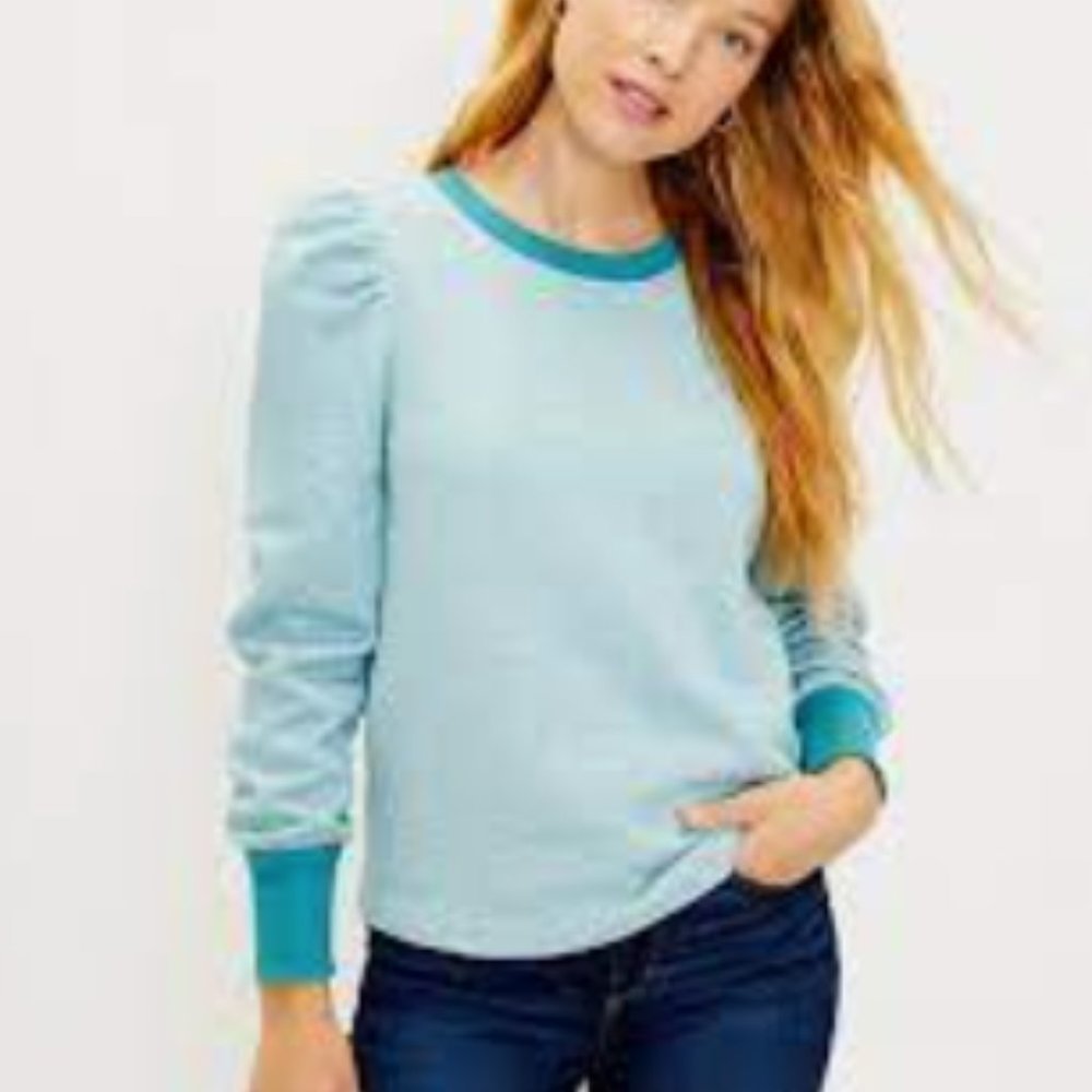 Puffed sleeve sweater shirt